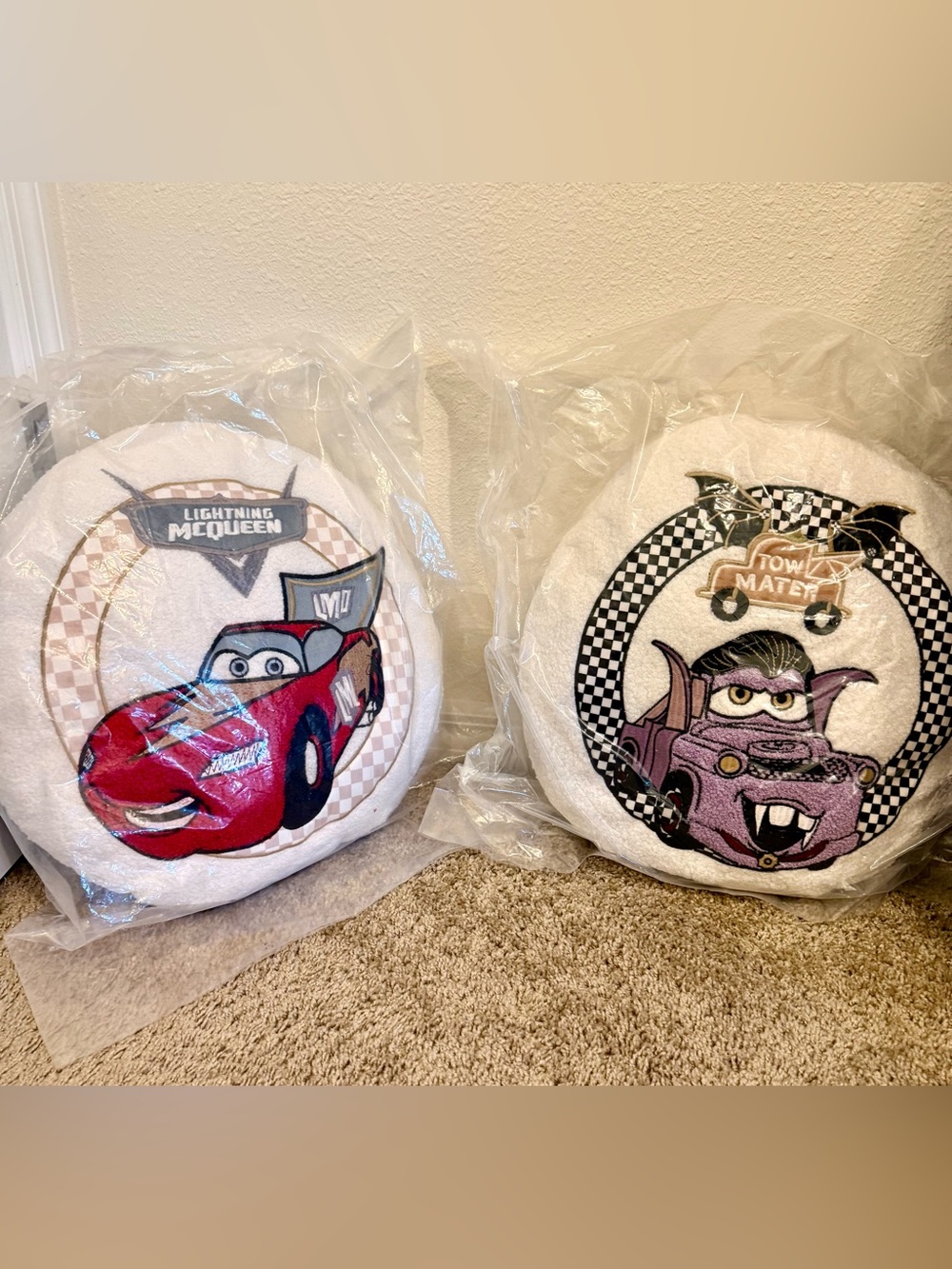 Disney Pixar Cars Halloween Lightning McQueen & Tow Mater Pillow set - Rare find